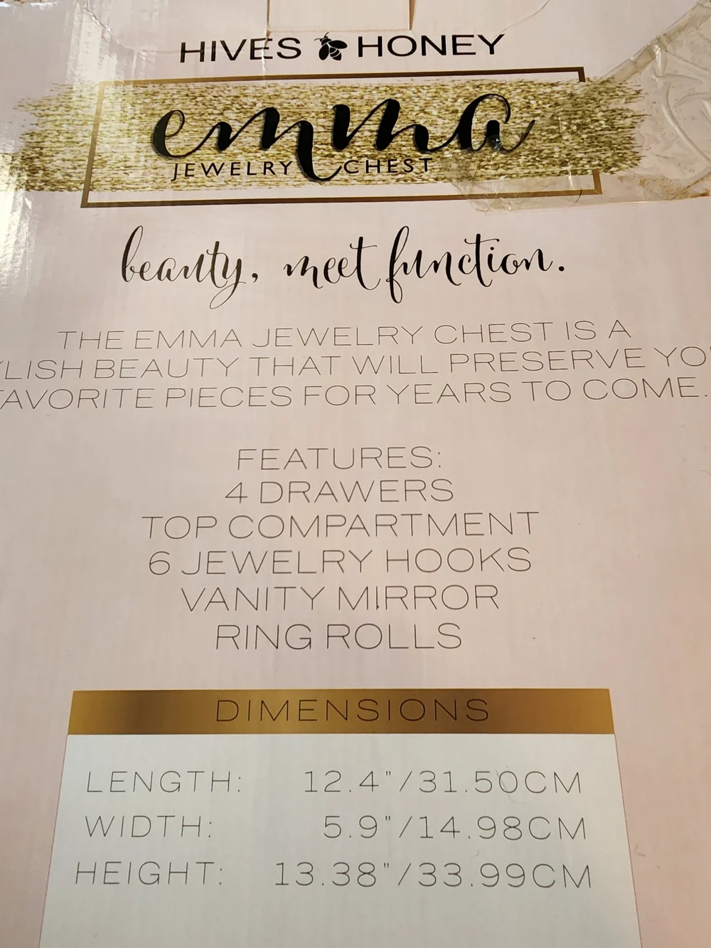 Hive & Honey Emma Jewelry Chest in White ■ NIB》 FIRM》 READ BELOW